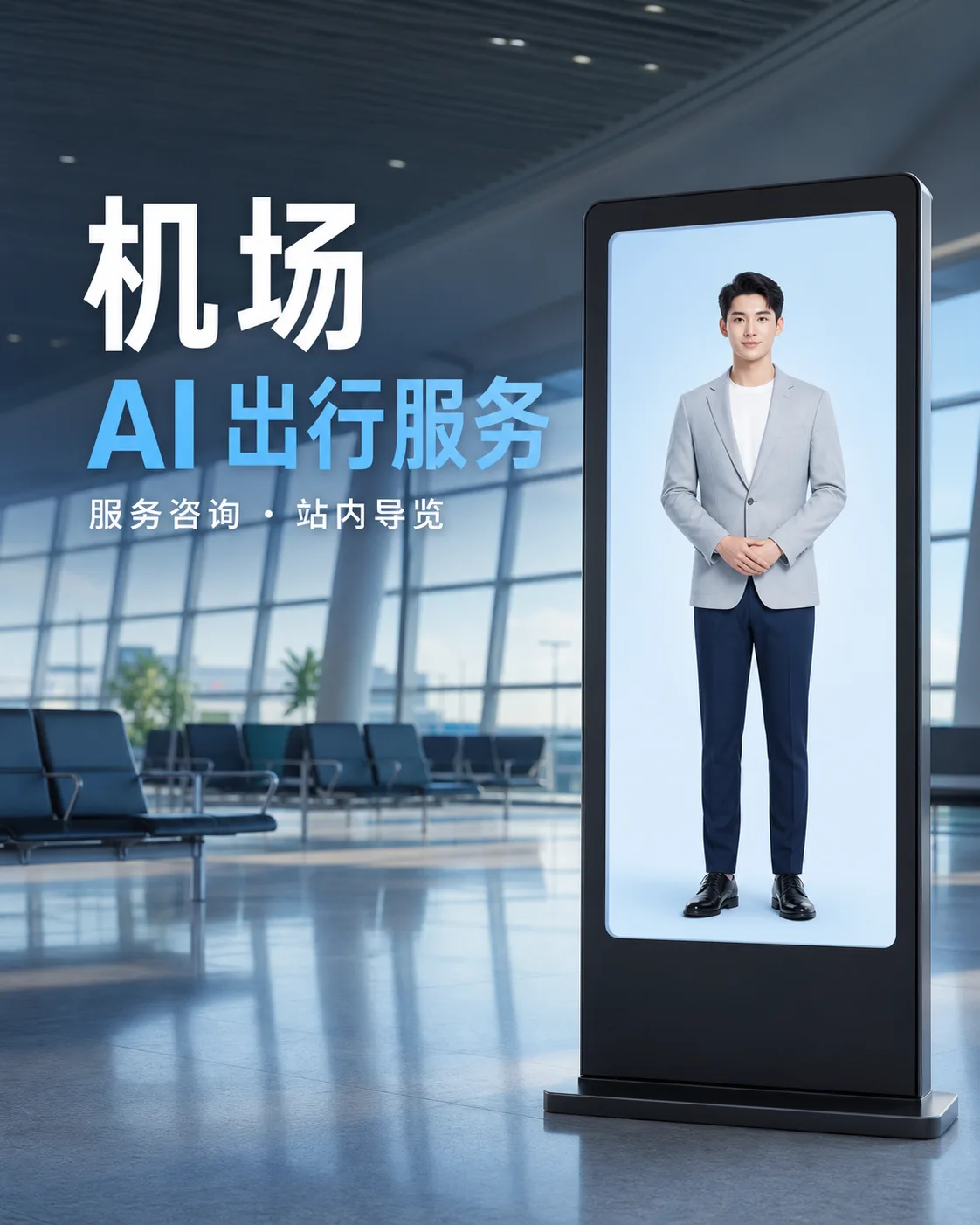 机场航站楼 AI 数字人应用示意