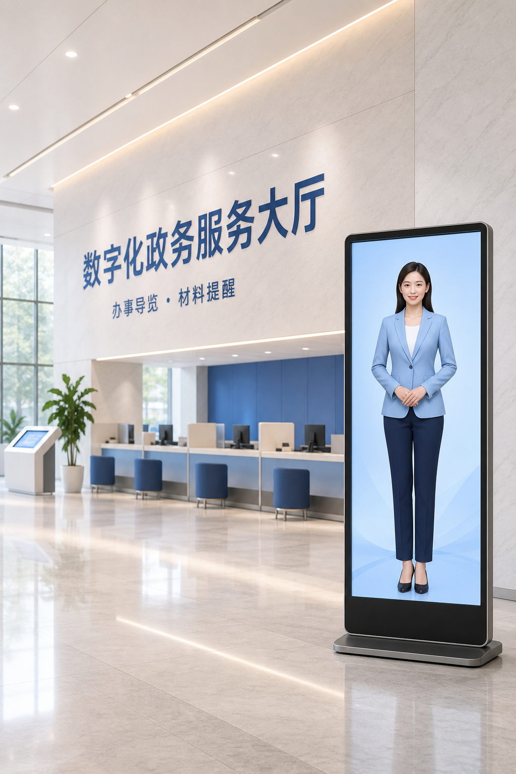 数字化政务服务大厅 AI 数字人应用示意