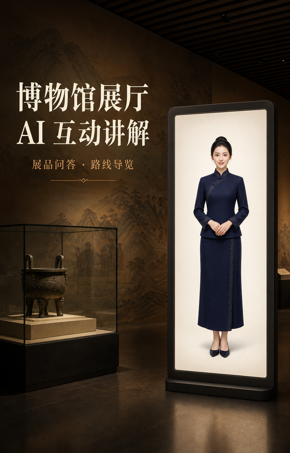 博物馆展厅 AI 数字人应用示意